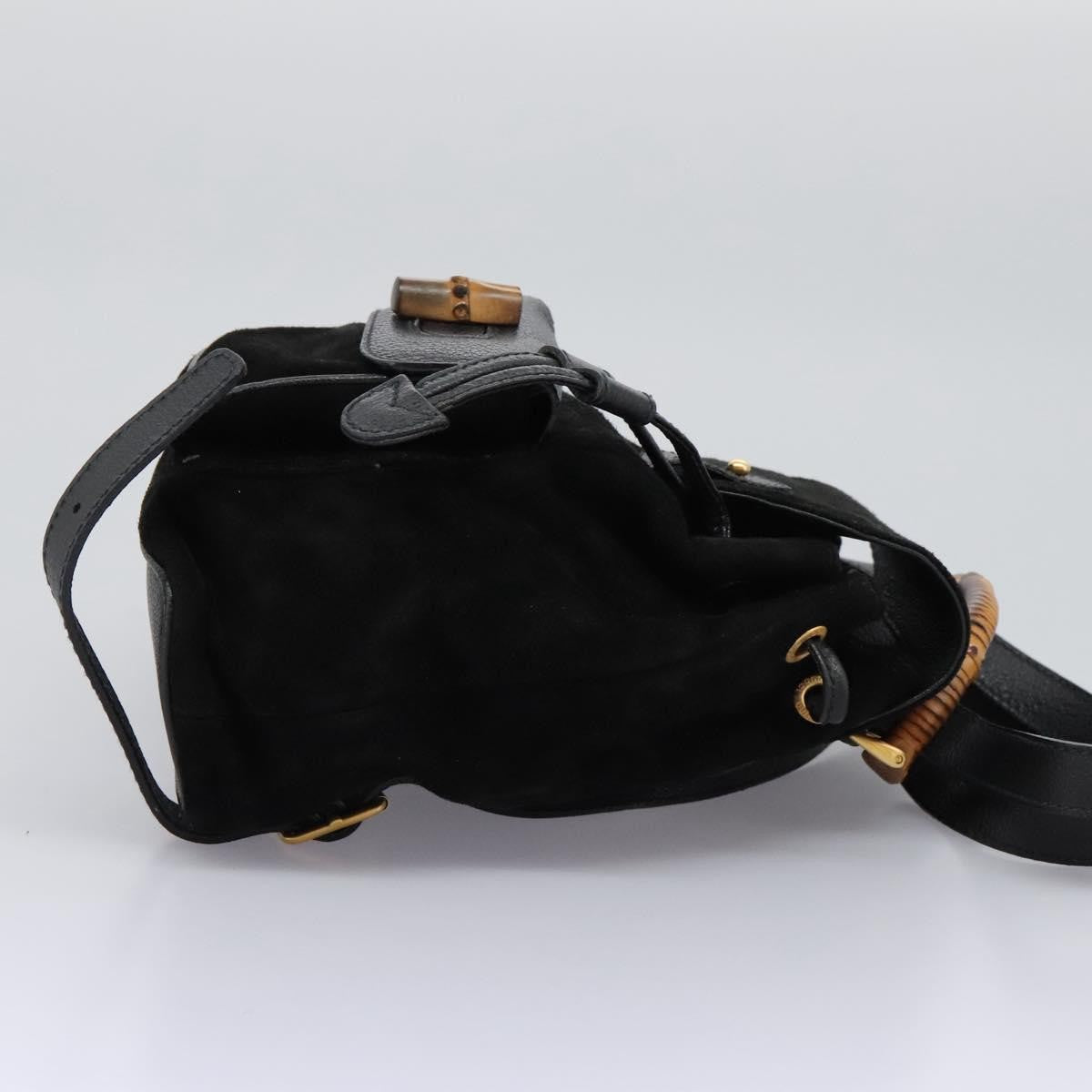 Gucci Vintage Bamboo Backpack Suede, BLACK, SUEDE, Backpack