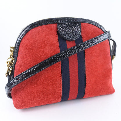 Gucci Ophidia Dome Shoulder Bag Suede, RED, SUEDE, Shoulder bag