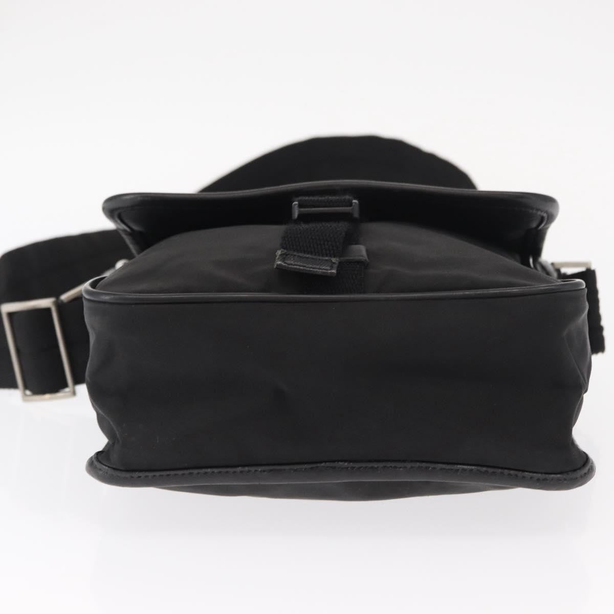 Prada Logo Flap Messenger Bag Tessuto, Black, Nylon, Shoulder Bag