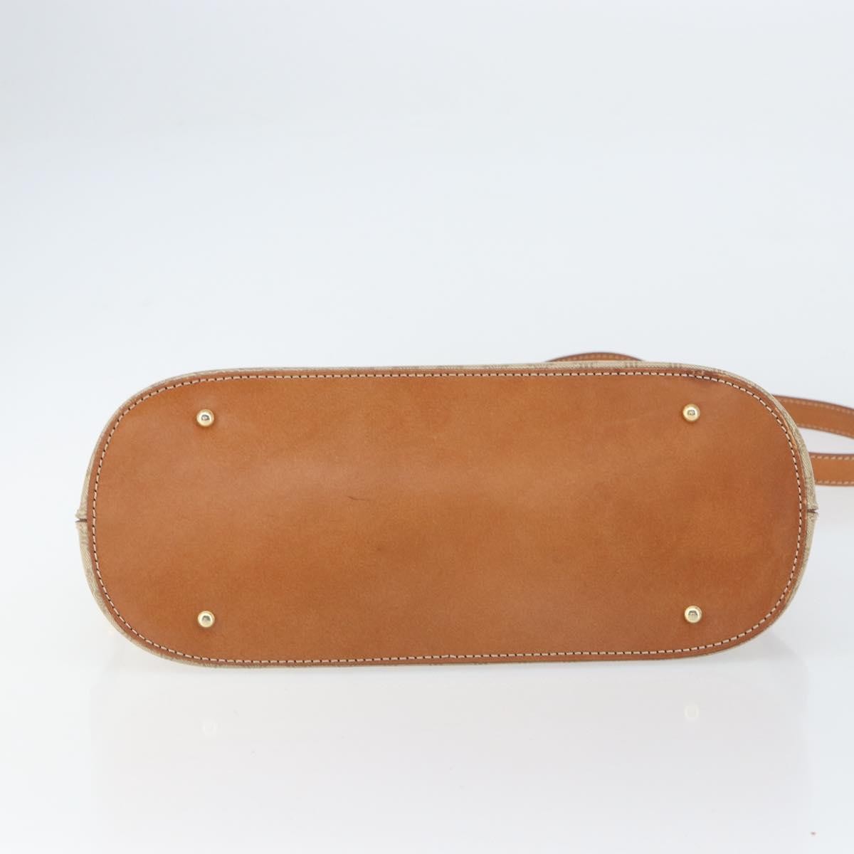 Celine Vintage Macadam Handbag Canvas and Leather, BEIGE, CANVAS, Handbag