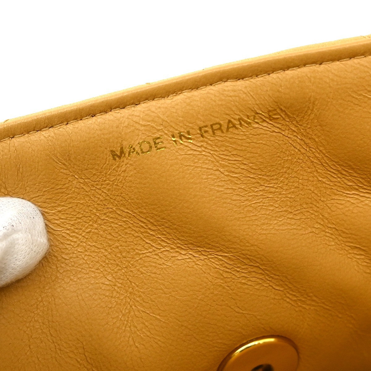 Chanel Vintage CC Square Flap Shoulder Bag Quilted Lambskin, Beige, Leather, Shoulder Bag