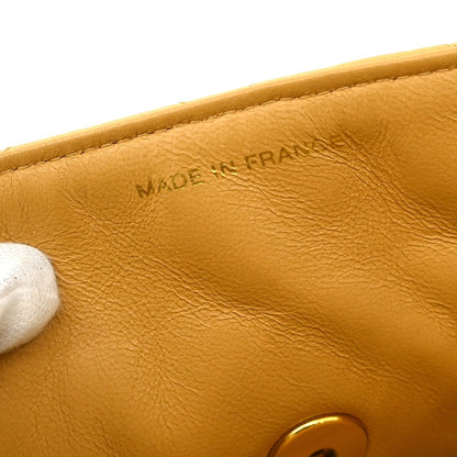 Chanel Vintage CC Square Flap Shoulder Bag Quilted Lambskin, Beige, Leather, Shoulder Bag