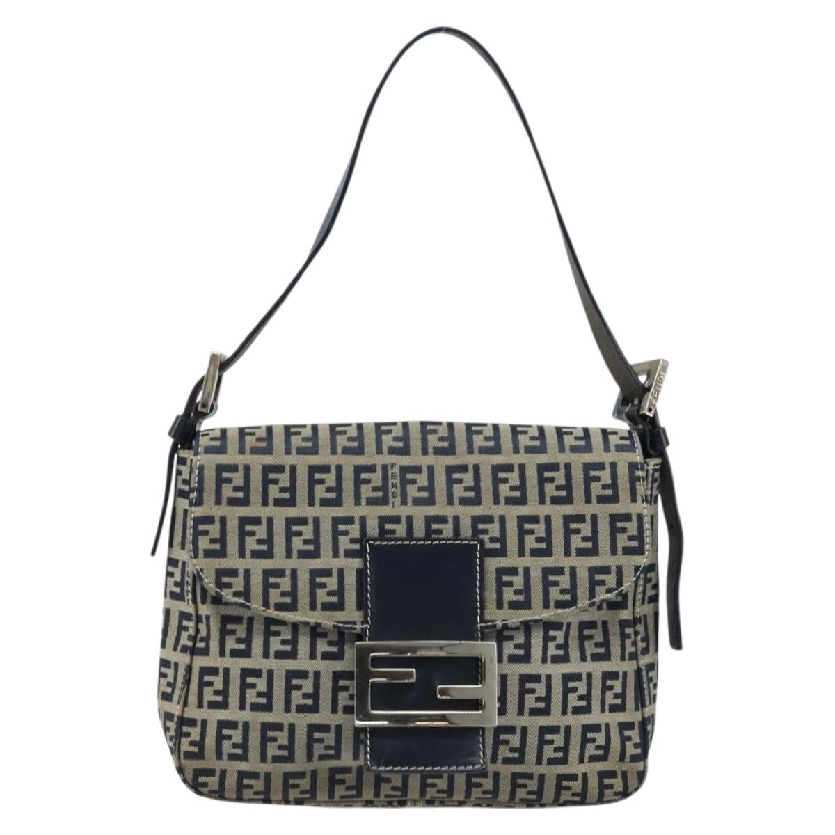 Fendi Mamma Baguette Shoulder Bag Canvas, NAVY, CANVAS, Shoulder bag