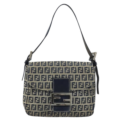 Fendi Mamma Baguette Shoulder Bag Canvas, NAVY, CANVAS, Shoulder bag