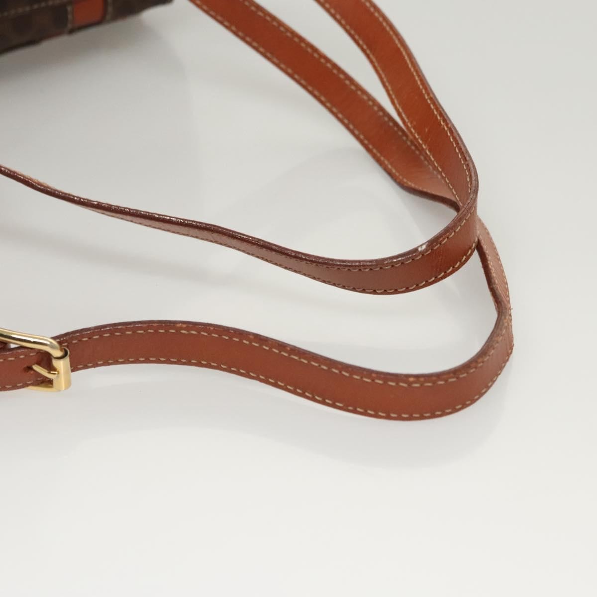 Celine Vintage Drawstring Flap Backpack Macadam Coated Canvas, BROWN, CANVAS, Backpack