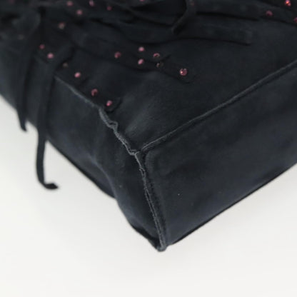 Chanel Vintage Fringe Tote Suede, NAVY, SUEDE, Tote bag