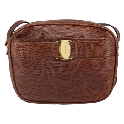 Salvatore Ferragamo Vara Bow camera Shoulder Bag Leather, BROWN, LEATHER, Shoulder bag