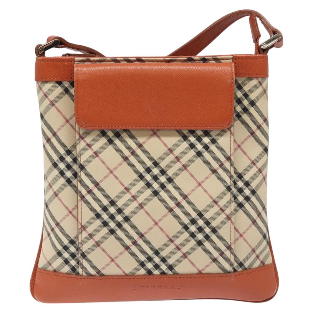 Burberry Front Pocket Messenger Bag Check Embossed Leather, BEIGE, CANVAS, Shoulder bag