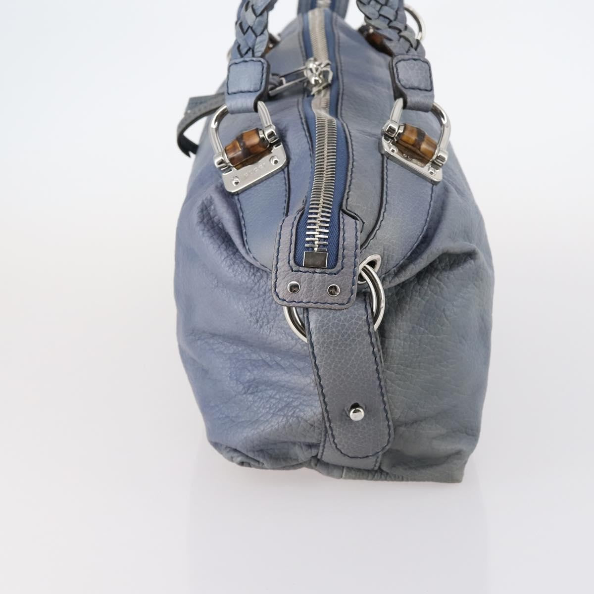 Gucci Bamboo Bar Shoulder Bag Leather, BLUE, LEATHER, Shoulder bag