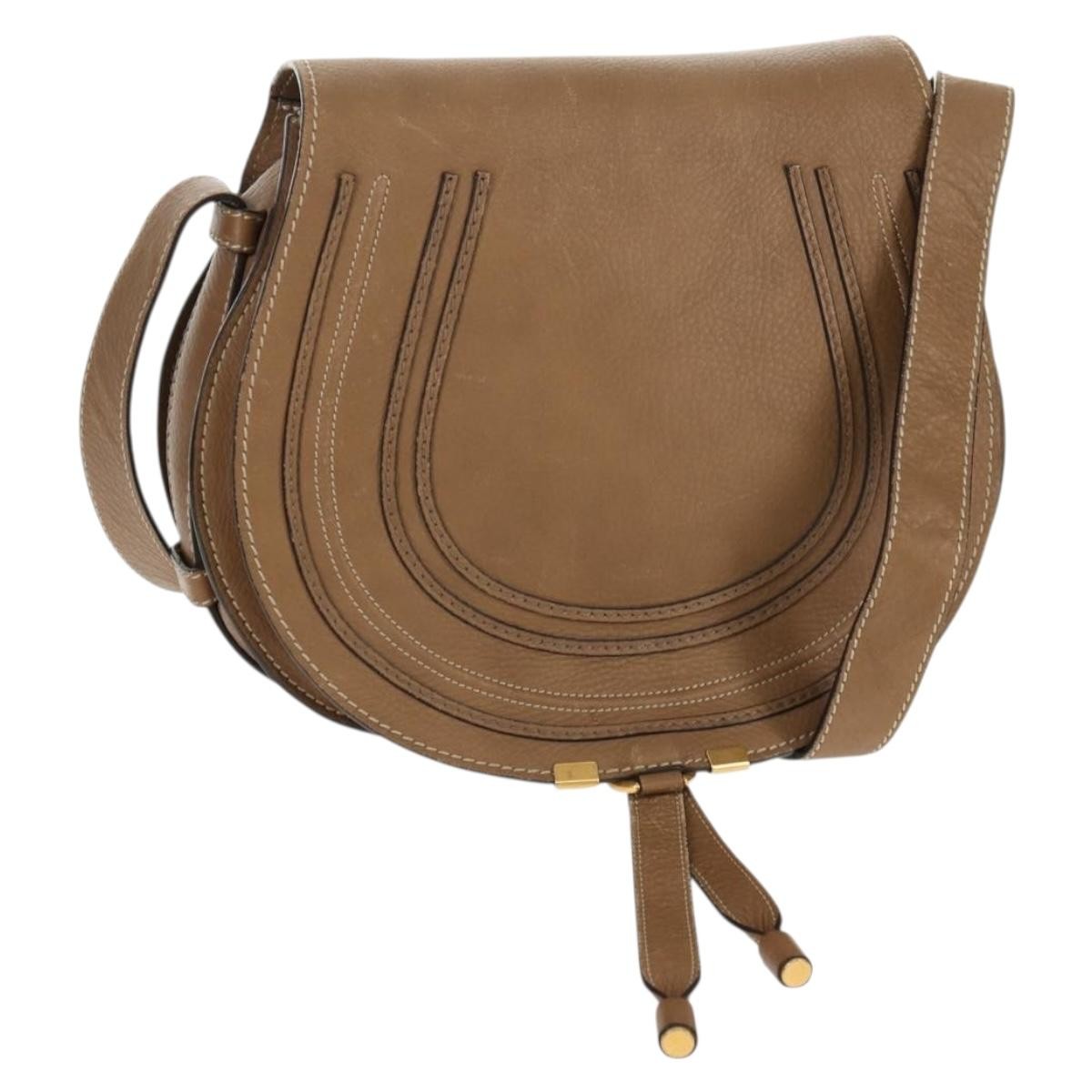 Chloe Marcie Saddle Bag Leather, BEIGE, LEATHER, Shoulder bag