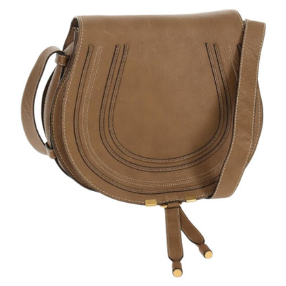 Chloe Marcie Saddle Bag Leather, BEIGE, LEATHER, Shoulder bag
