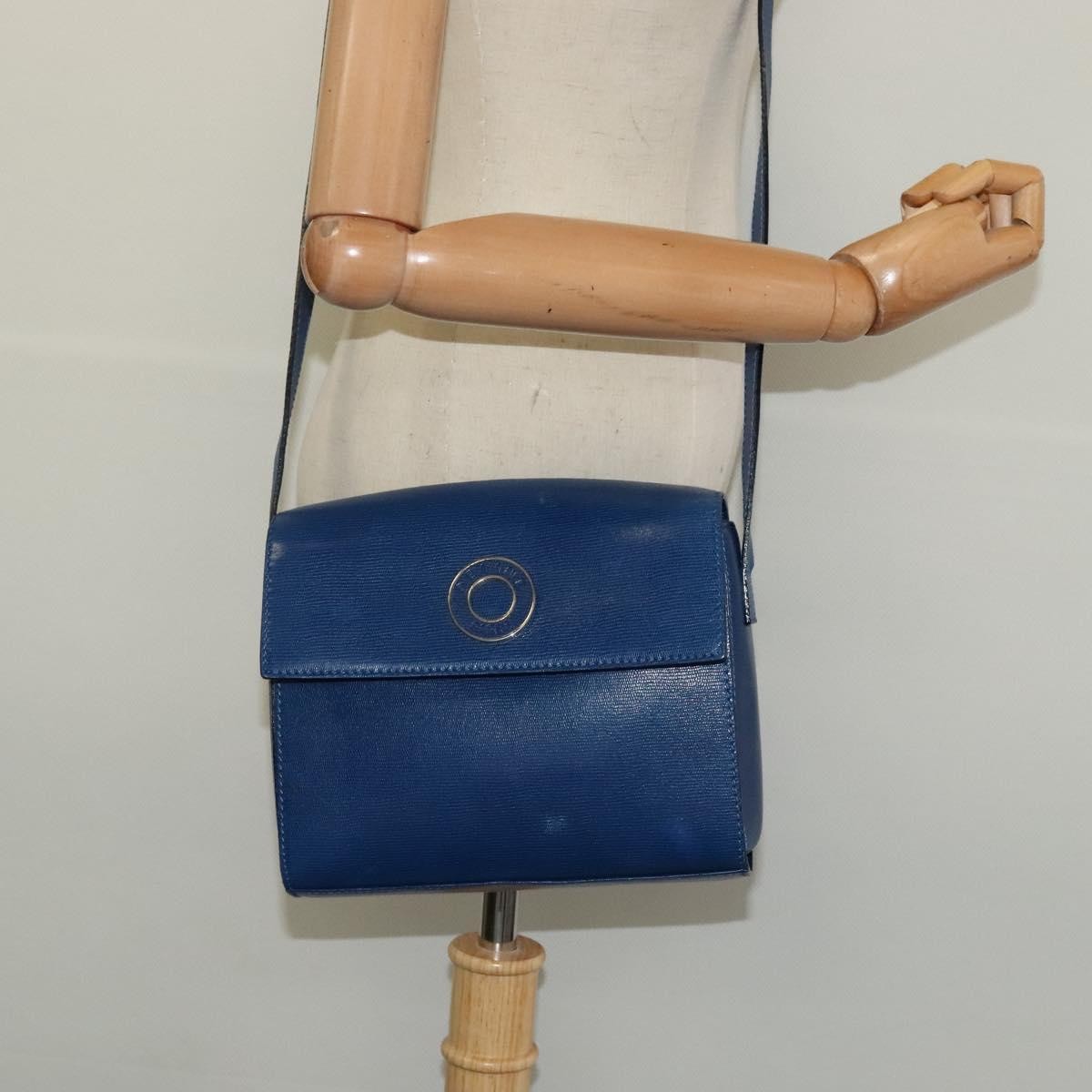 Celine Circle logo Leather, BLUE, LEATHER, Handbag