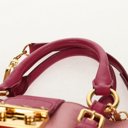 Miu Miu Madras Convertible Lock Tote Leather, PINK, LEATHER, Handbag