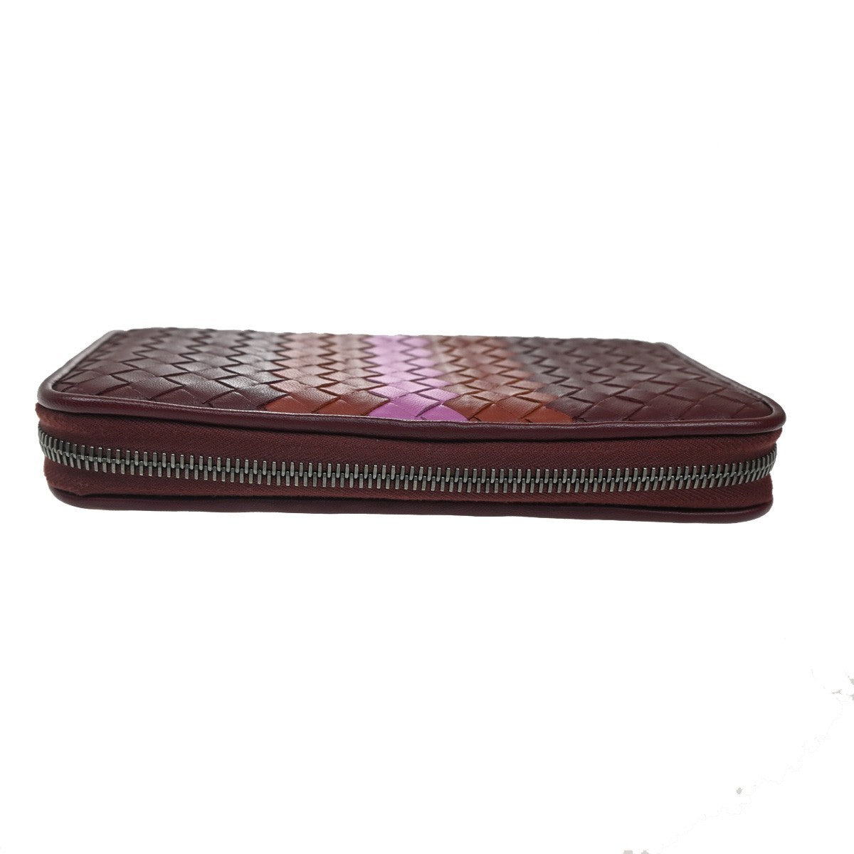Bottega Veneta Intrecciato Long Zip  Wallet Leather, BURGUNDY, LEATHER, Wallets