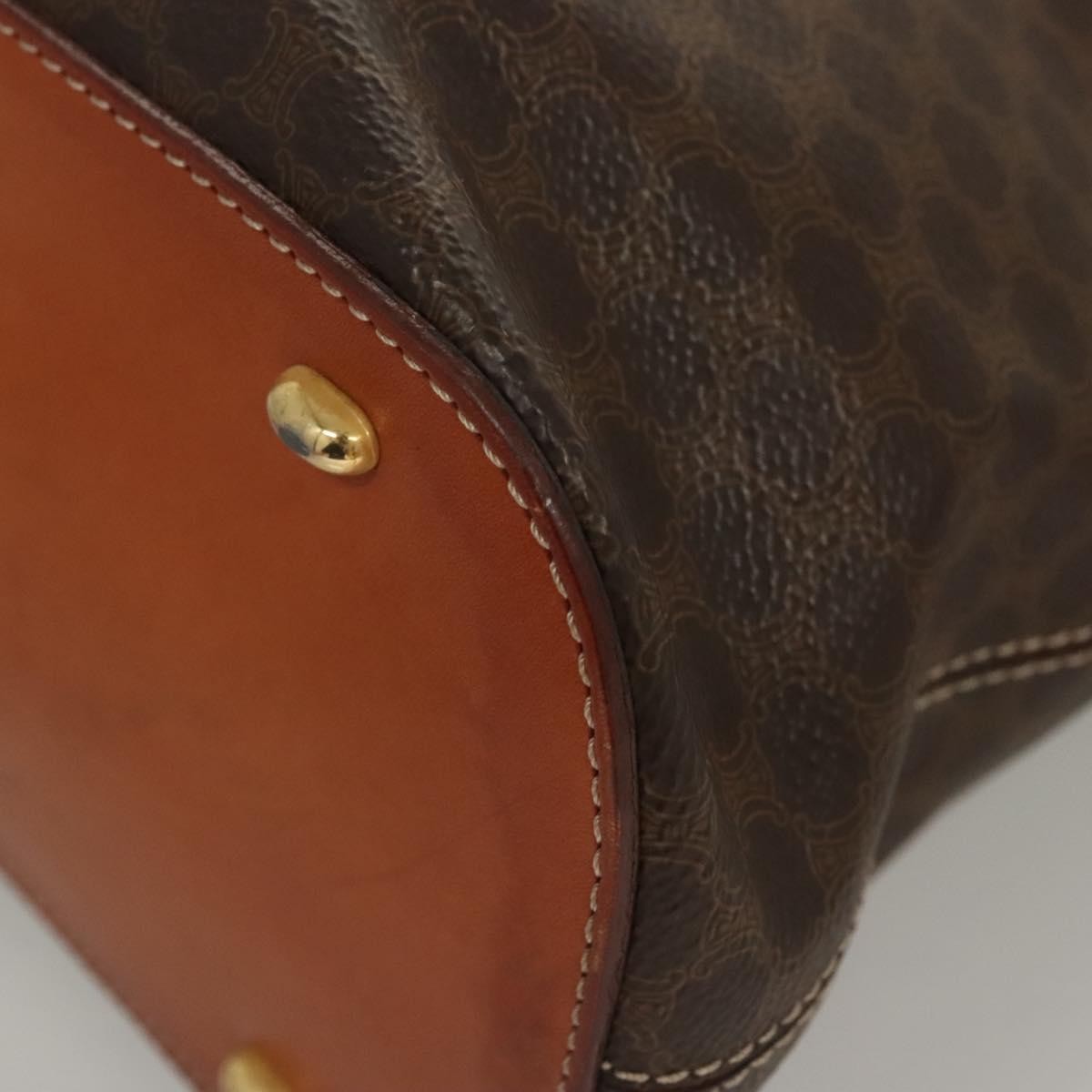 Celine Macadam Handbag Macadam with leather, Brown, Canvas, Handbag