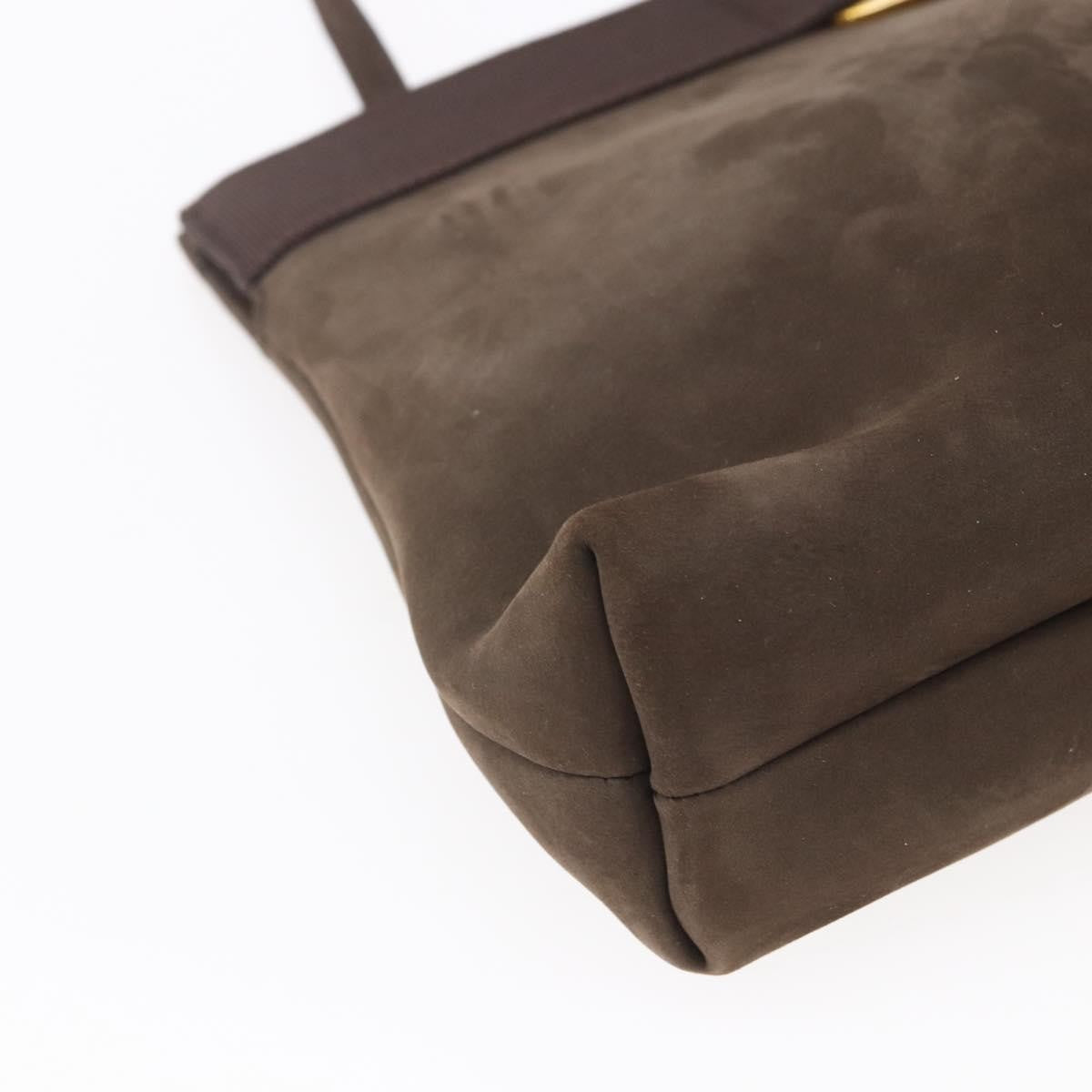 Salvatore Ferragamo Vala Shoulder Bag Suede, BROWN, SUEDE, Shoulder bag