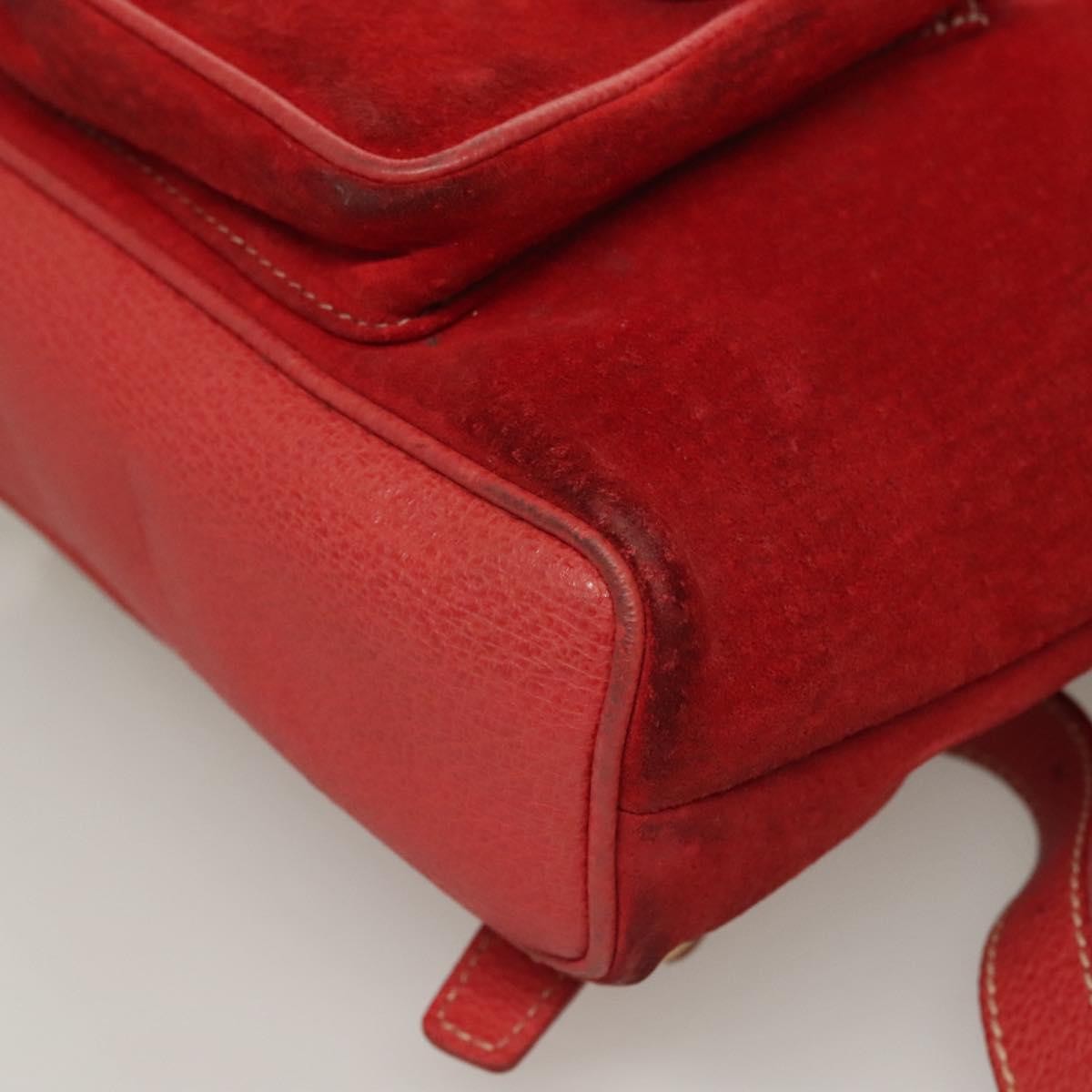 Gucci Vintage Bamboo Backpack Suede, RED, SUEDE, Backpack