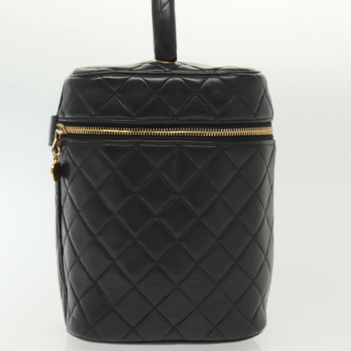 Chanel Vintage Cosmetic Case Quilted Lambskin, BLACK, LEATHER, Clutche & pouche