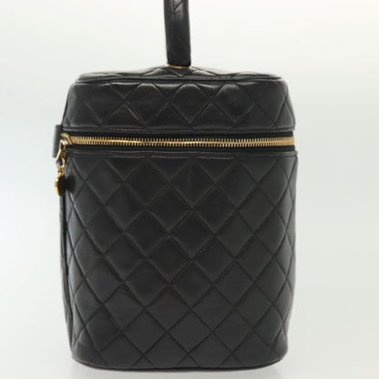 Chanel Vintage Cosmetic Case Quilted Lambskin, BLACK, LEATHER, Clutche & pouche