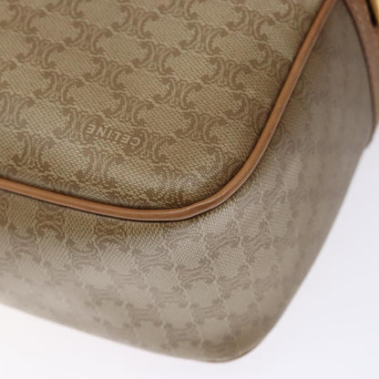 Celine Vintage Macadam Shoulder Bag Canvas and Leather, BEIGE, CANVAS, Shoulder bag