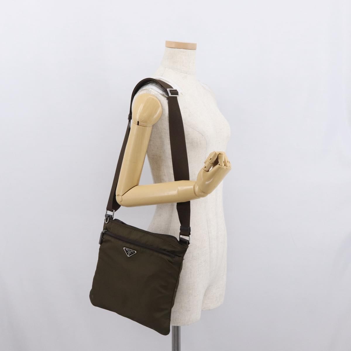 Prada Front Pocket Messenger Bag Tessuto, KHAKI, NYLON, Shoulder bag