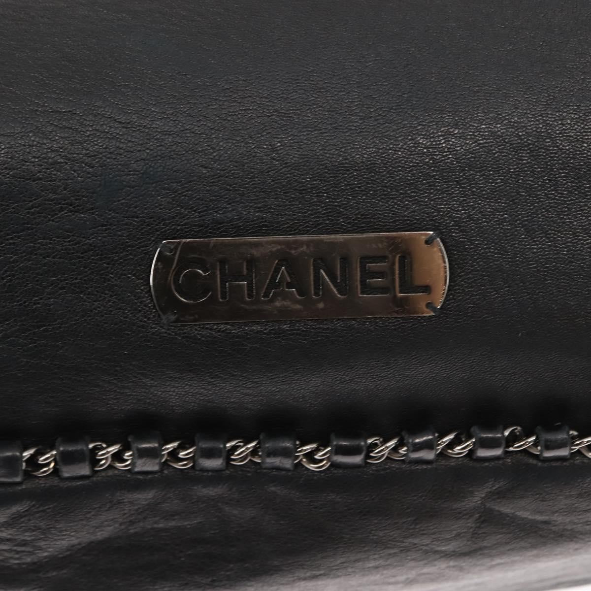 Chanel Vintage Chain Around Shoulder Bag Leather, BLACK, LEATHER, Shoulder bag