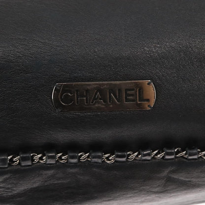Chanel Vintage Chain Around Shoulder Bag Leather, BLACK, LEATHER, Shoulder bag