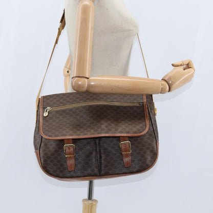 Celine Vintage Macadam Shoulder Bag Canvas and Leather, BROWN, CANVAS, Shoulder bag