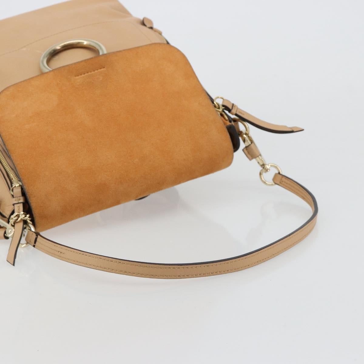 Chloe Faye Backpack Suede with Applique, Beige, Leather, Backpack