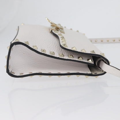 Valentino Garavani Rockstud Flip Lock Flap Bag Leather, WHITE, LEATHER, Shoulder bag