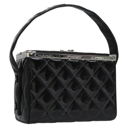 Chanel Vintage Metal Box Bag Quilted patent, Black, Patent Leather, Handbag