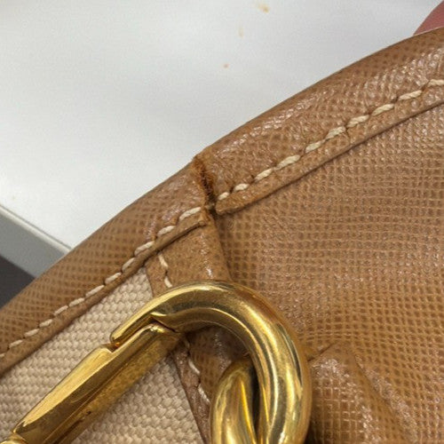 Prada Convertible Tote Canvas and Saffiano Leather, Beige, Canvas, Tote Bag