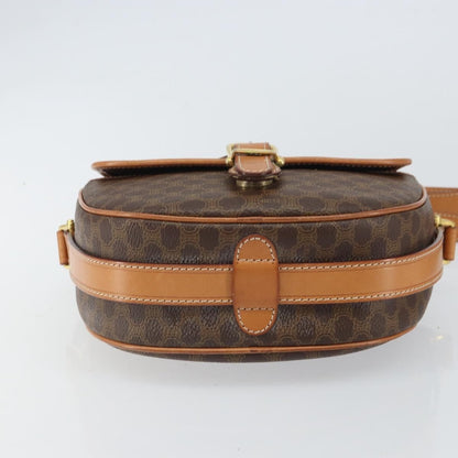 Celine Vintage Macadam Shoulder Bag Canvas and Leather, BROWN, CANVAS, Shoulder bag