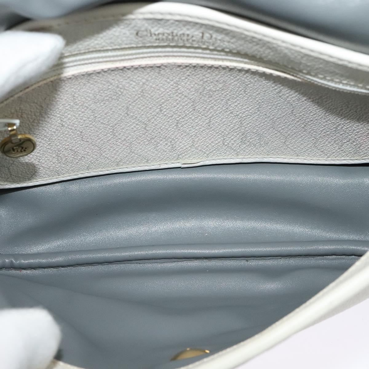 Christian Dior Vintage Honeycomb Flap Crossbody Bag Coated Canvas, WHITE, CANVAS, Crossbody bag