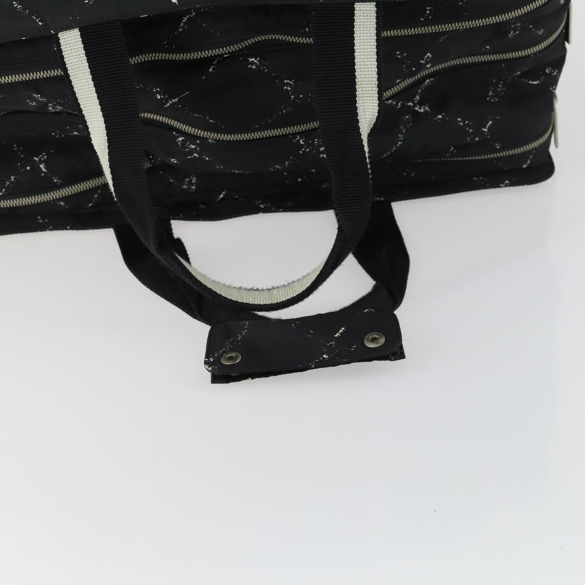 Chanel Travel Line Boston Bag Printed Nylon, BLACK, NYLON, Travel bag
