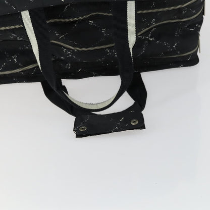 Chanel Travel Line Boston Bag Printed Nylon, BLACK, NYLON, Travel bag