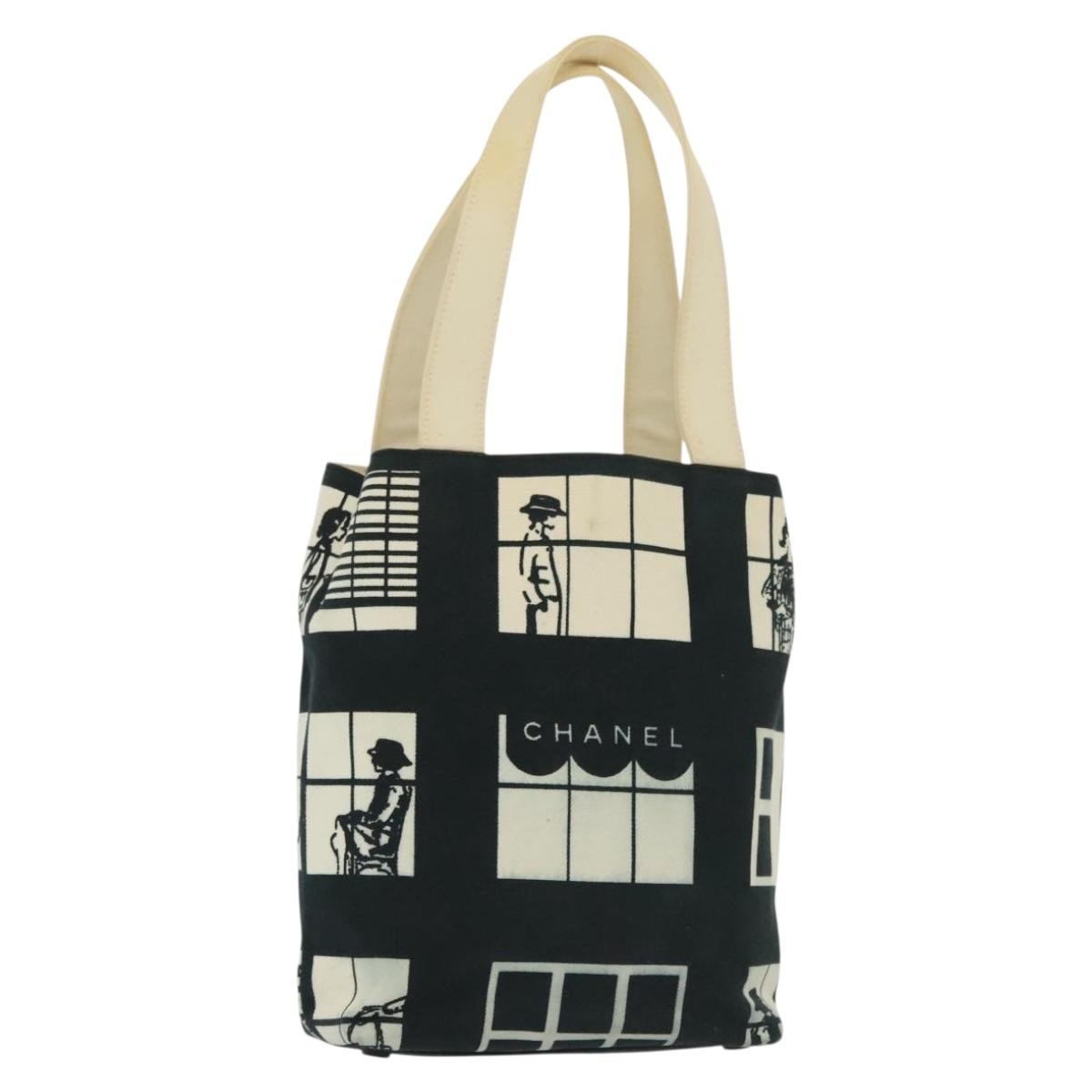 Chanel Coco Window Tote Printed Canvas, BLACK, CANVAS, Tote bag