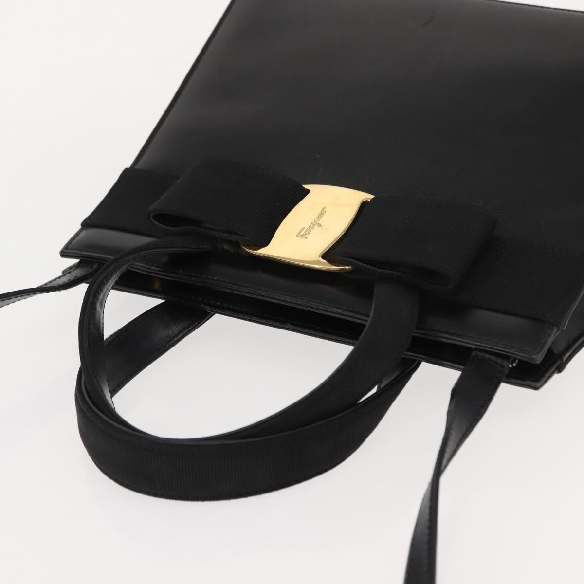 Salvatore Ferragamo Convertible Vara Bow Tote Leather, BLACK, LEATHER, Handbag