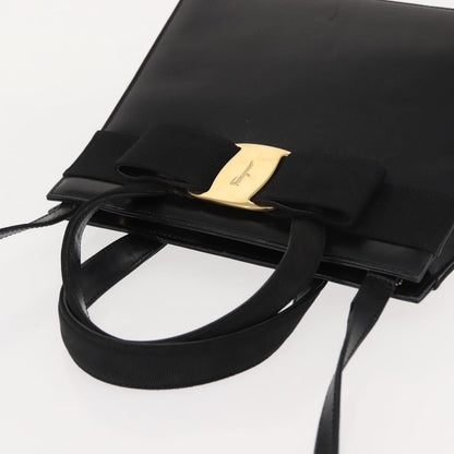Salvatore Ferragamo Convertible Vara Bow Tote Leather, BLACK, LEATHER, Handbag