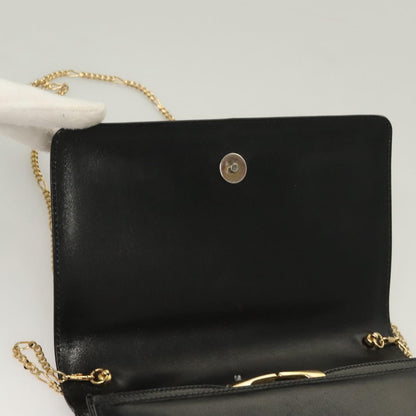 Bally Vintage Chain Shoulder Bag Quilted Leather, BLACK, LEATHER, Shoulder bag