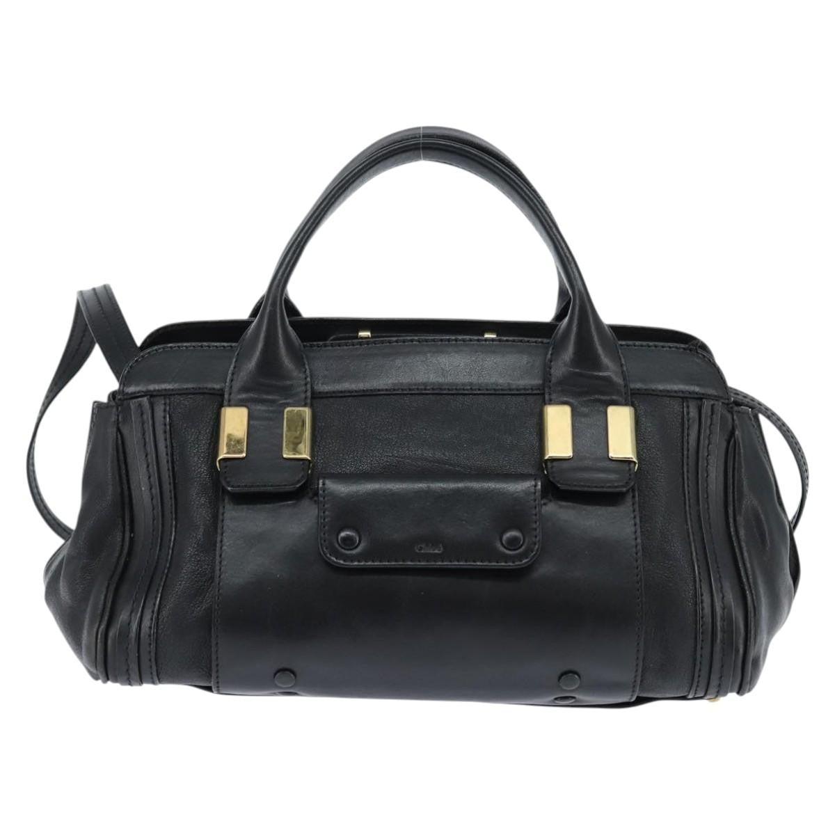 Chloe Alice Satchel Leather, BLACK, LEATHER, Handbag