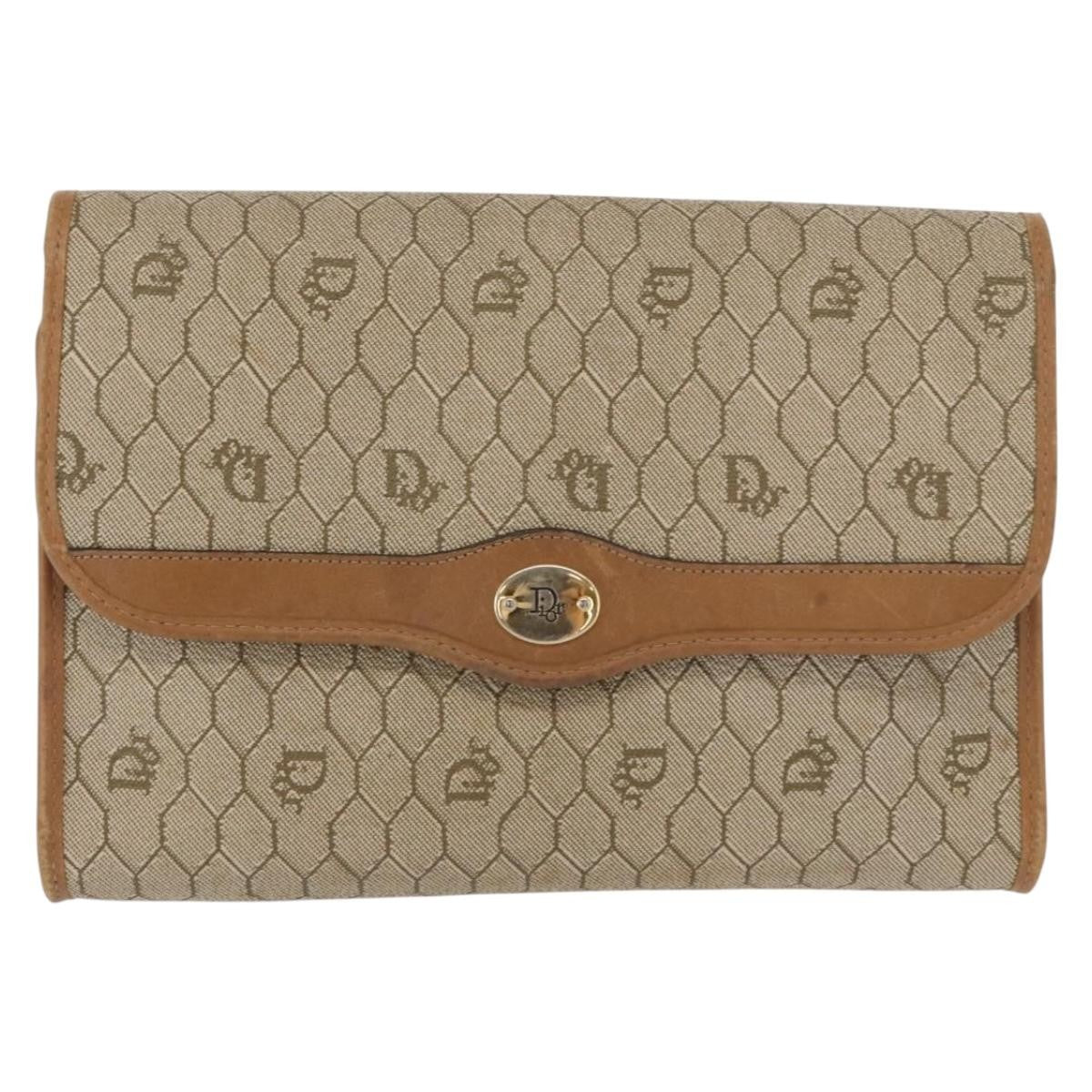 Christian Dior Vintage Honeycomb chain Canvas, BEIGE, CANVAS, Shoulder bag