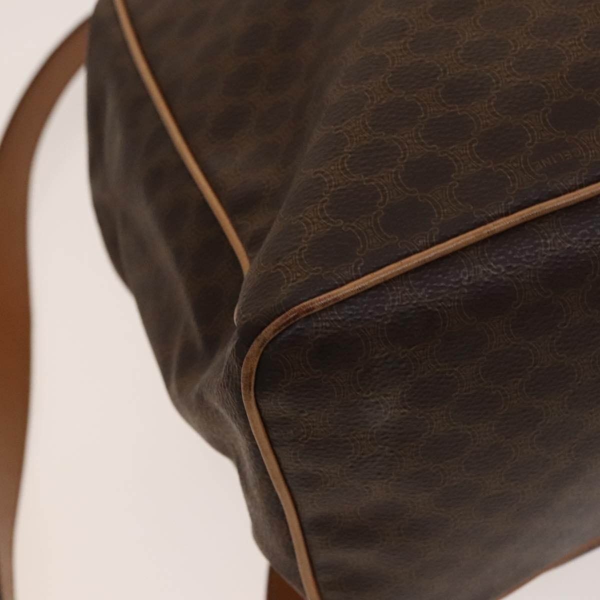 Celine Vintage Drawstring Flap Backpack Macadam Coated Canvas, BROWN, CANVAS, Backpack