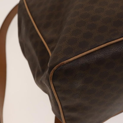 Celine Vintage Drawstring Flap Backpack Macadam Coated Canvas, BROWN, CANVAS, Backpack