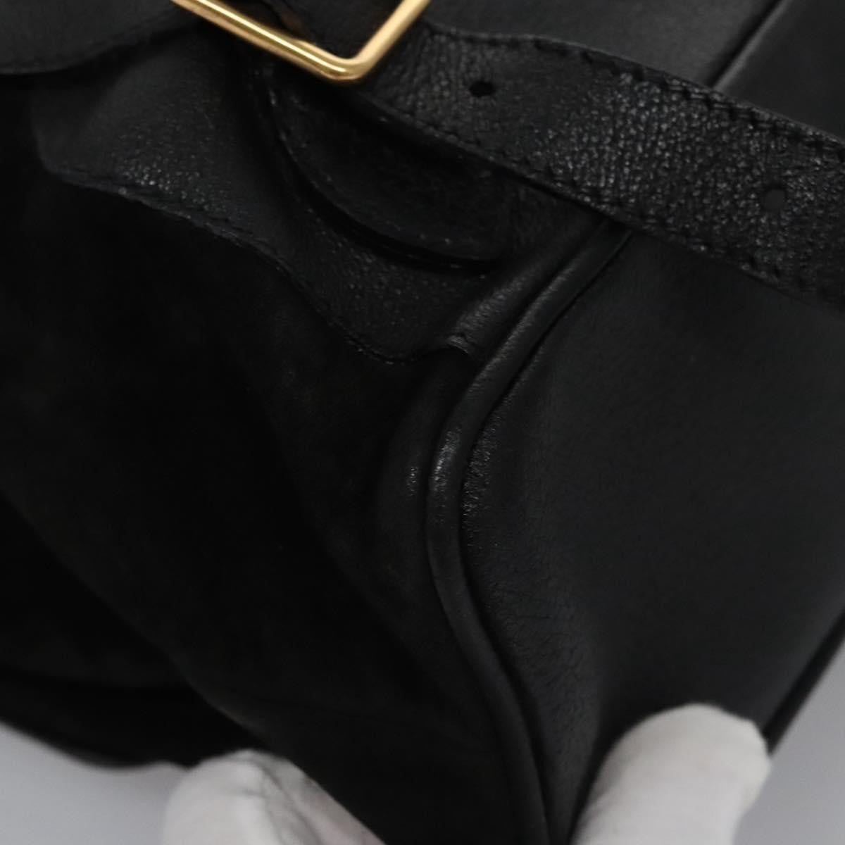Gucci Vintage Bamboo Backpack Suede and Leather, Black, Suede, Backpack