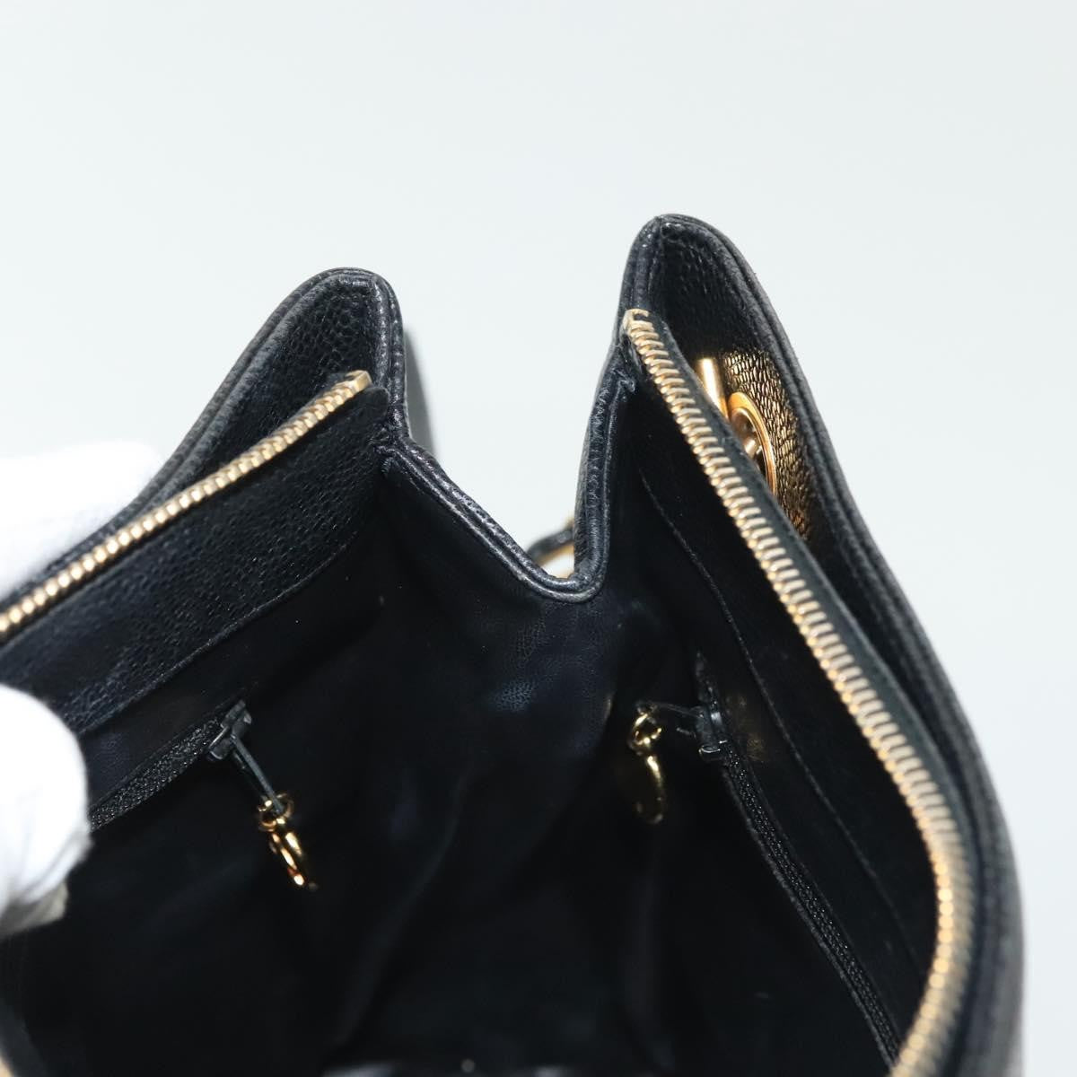 Chanel Vintage CC Logo Chain Tote Caviar, BLACK, LEATHER, Tote bag