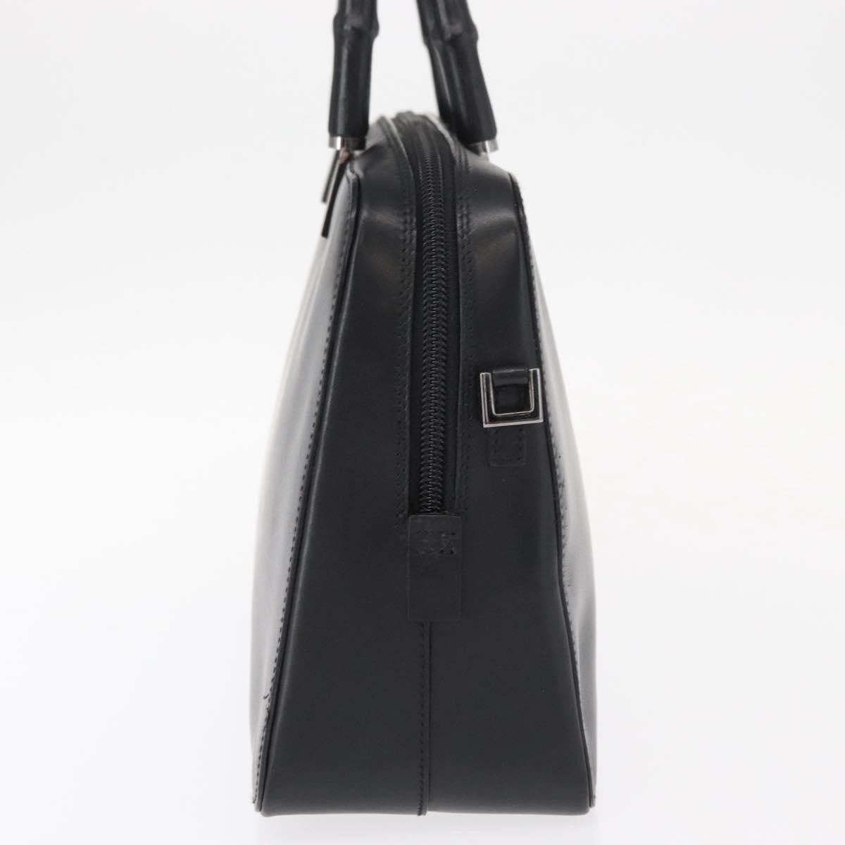 Gucci Vintage Bamboo Handle Bag Leather, BLACK, LEATHER, Handbag