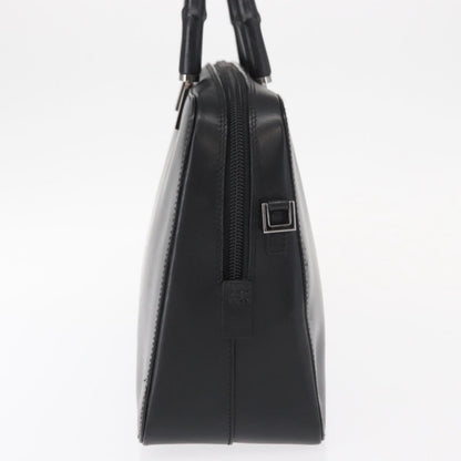 Gucci Vintage Bamboo Handle Bag Leather, BLACK, LEATHER, Handbag