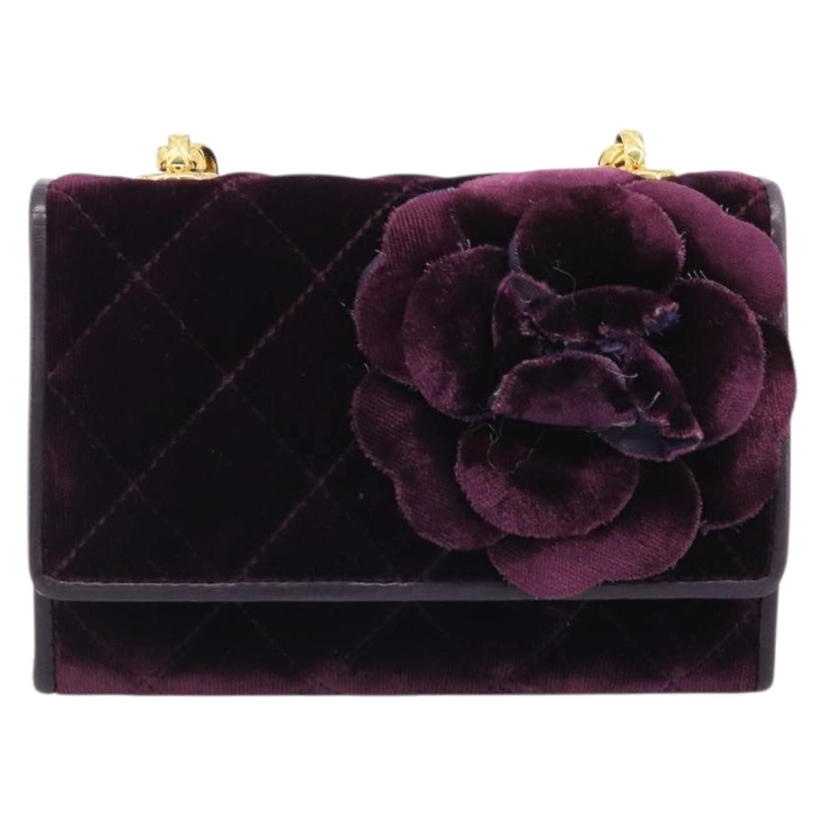Chanel Wallet on Chain Quilted Velvet, Purple, Velvet, Handbag
