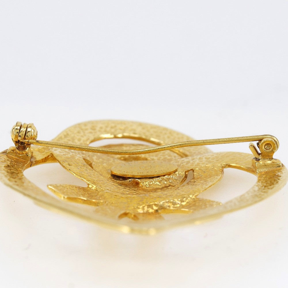 Chanel Vintage CC Heart Brooch Metal, GOLD, GOLD_PLATED, Brooch